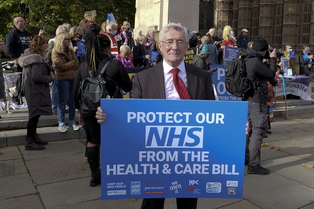 Rochdale MP Sir Tony Lloyd last month joined calls outside the Houses of Parliament for the government to scrap plans to pass the Health and Care Bill