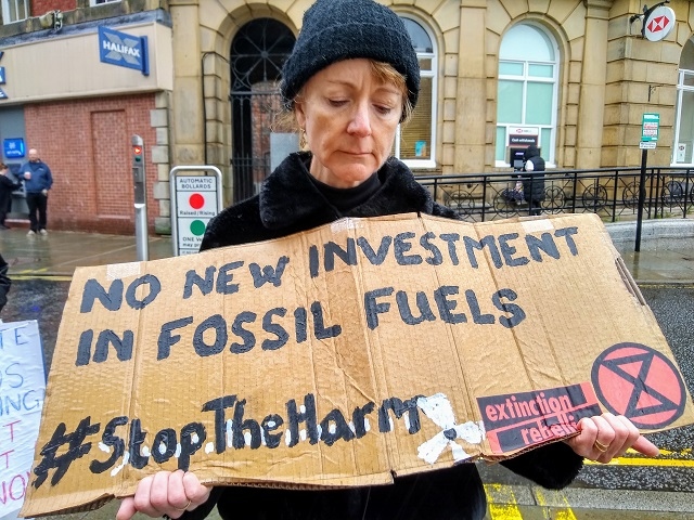 Extinction Rebellion Rochdale outside Barclays bank, Rochdale