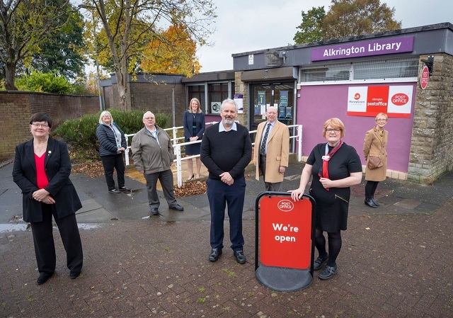 Councillors, post office managers and council library staff at the Alkrington Post Office Branch (picture taken prior to the latest Covid-19 lockdown) 