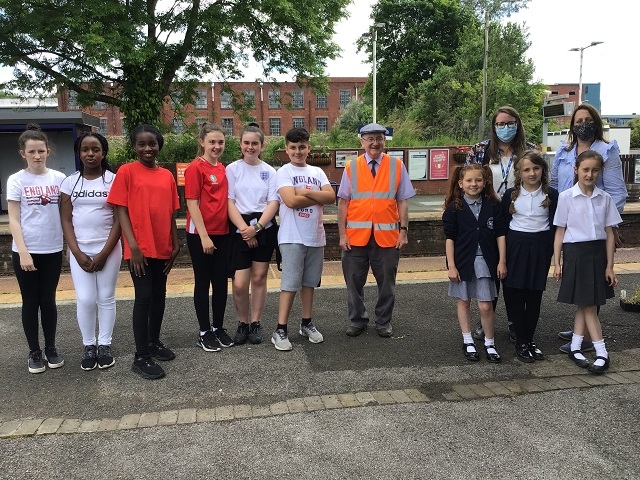 Rebecca Hunter, Head of St John’s Thornham; Lisa Clegg from St Gabriel’s and Councillor Billy Sheerin with the pupils