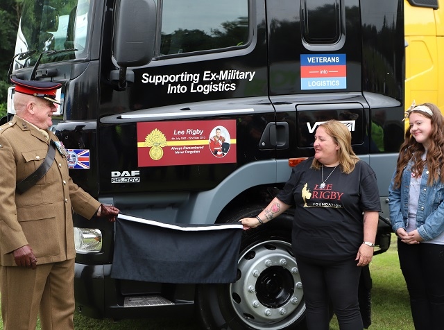 Major Ian Battersby and the Rigby family unveiled the new training vehicle named in memory of Middleton's Fusilier Lee Rigby