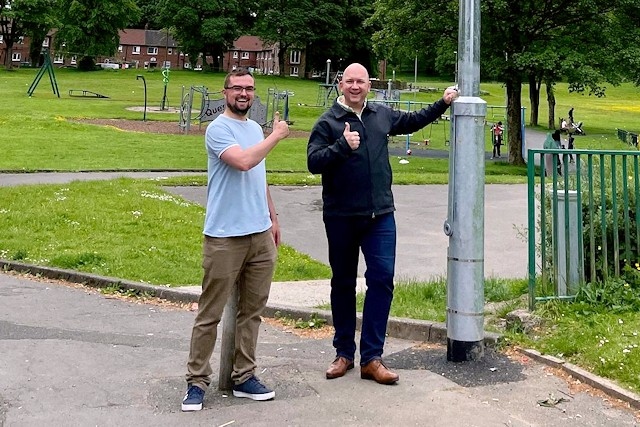 Councillors Daniel Meredith and Phil Massey campaigned for CCTV to be installed in Balderstone Park