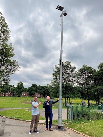 Councillors Danny Meredith and Phil Massey in Balderstone Park