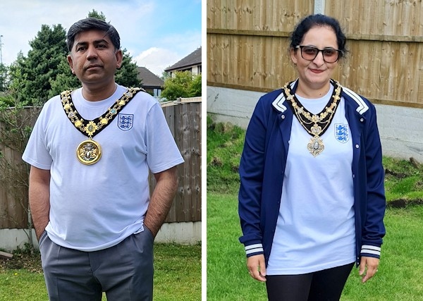 Mayor of Rochdale Councillor Aasim Rashid and his wife, Mayoress Rifit Rashid, cheered on England in the Euro 2020 final