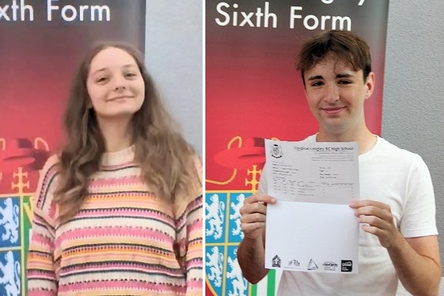 Bryanna and Fraser celebrate their A-level results