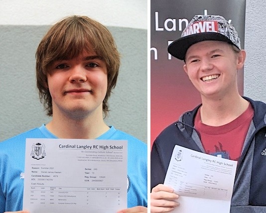 Daniel and James celebrate their A-level results