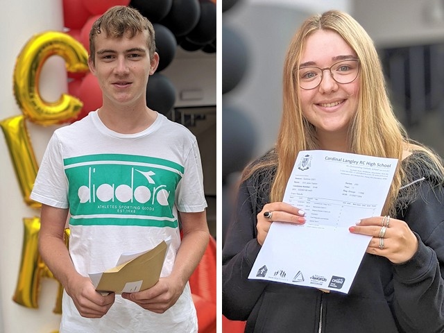 Finbar and Erin celebrate their GCSE results