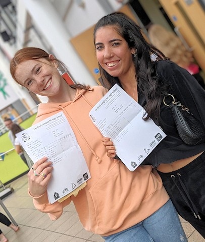 Connie and Lola celebrate their GCSE results