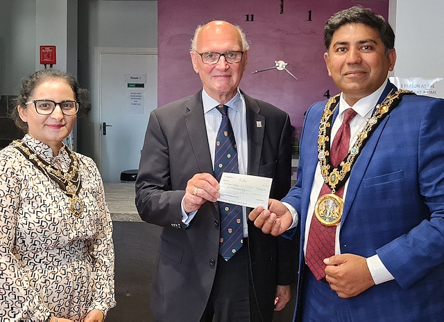 Duchy of Lancaster Benevolent Fund cheque presentation to the mayor's charities, presented by Deputy Lieutenant Ian Sandiford