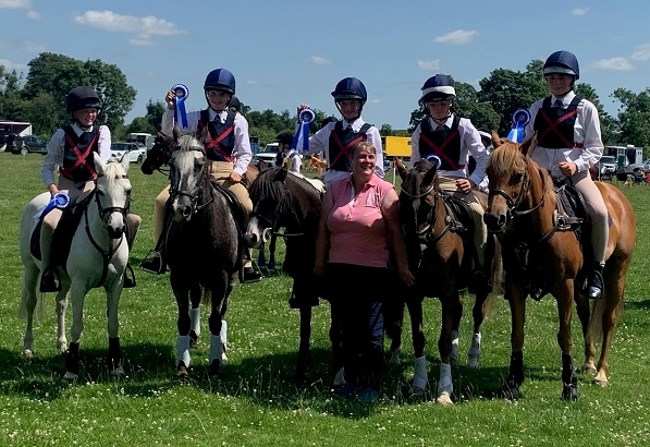 Grace Wallis and Misty, Rochdale members of Blackburn & District Pony Club (far left)