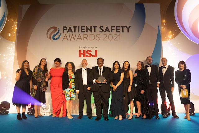 The Infection Prevention and Control, Microbiology, Pathology team winners at the HSJ Patient Safety Awards Finals