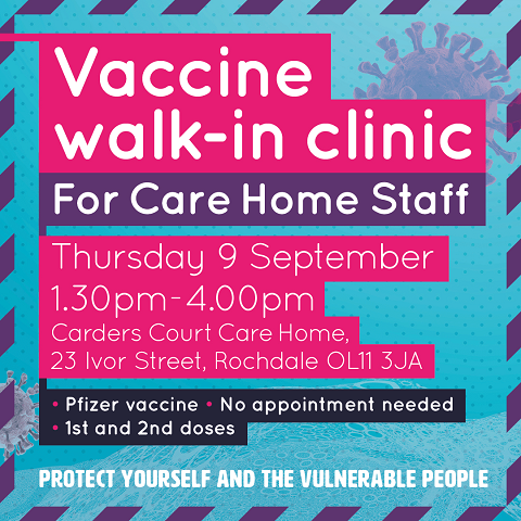 Poster with information for the walk-in clinic