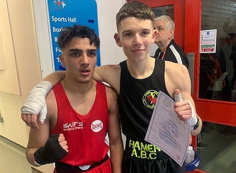 Hamber boxer Alfie McKay (right) fought Adyan Musa Ashraf