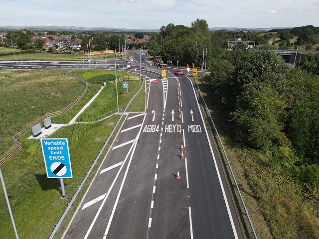 Queen Elizabeth II Way leading up to Pilsworth Road