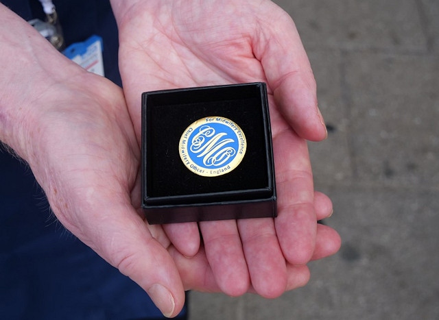 The prestigious Chief Midwifery Officer’s Gold Award, which was presented to Kathy.