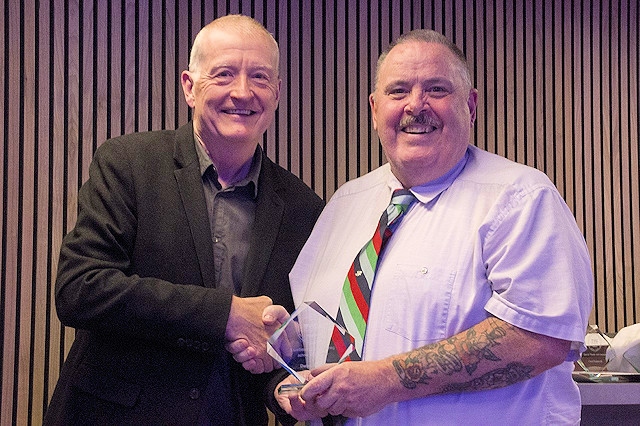 Special guest speaker Steve Davis with Rossendale volunteer winner Darren Horsnell