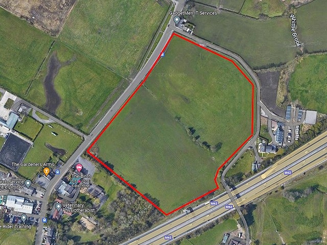 The 15 acre site on Manchester Road, Heywood next to the Birch Hotel