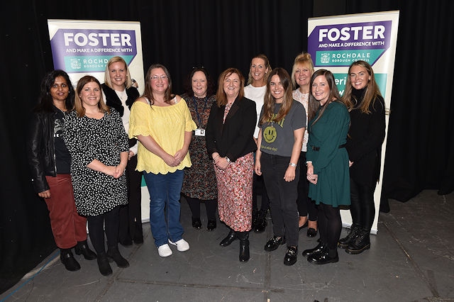 Councillor Rachel Massey, cabinet member for children's services and education and Sharon Hubber, director of children's services, with children's services staff at the thank you event