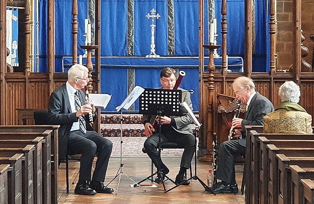 Alastair Roberts (flute), Geoffrey Smith (clarinet) and Alex Kane (bassoon): Kell Wind Trio