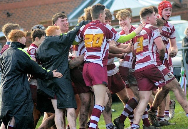 Rochdale celebrate winning the semi-final. Photo: Bruce Myers