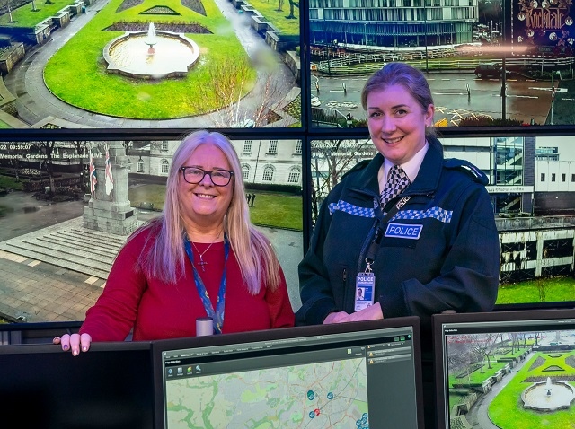 Councillor Susan Smith and Chief Superintendent Nicky Porter at the new CCTV centre