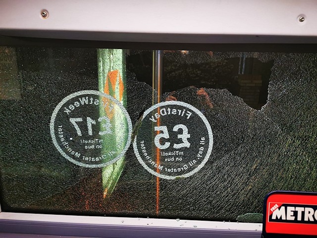 Damage to a Vantage bus operated by First