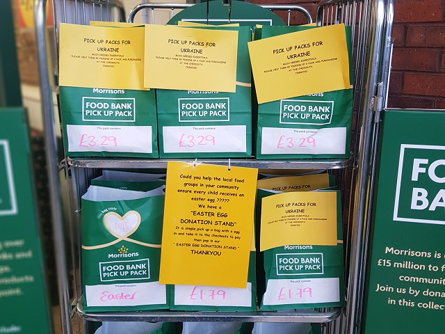 Packets to be donated to the foodbank or Ukraine