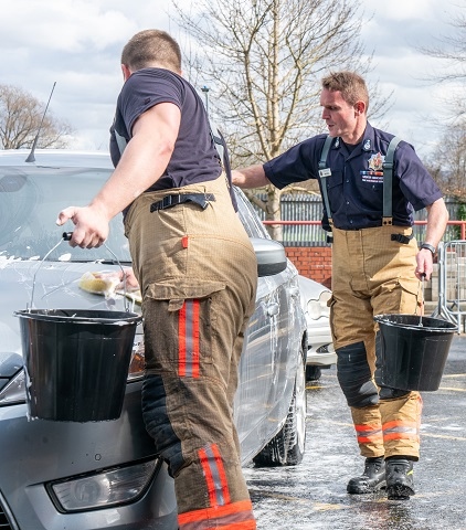 Fire stations across Greater Manchester held charity car washes on Saturday 12 and Sunday 13 March and raised over £27,000, with more to be counted