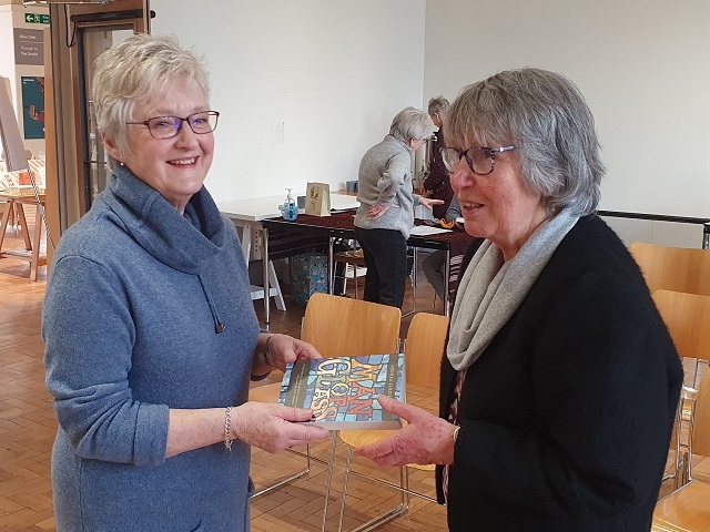 Andrea Sarginson (left) and Friends of Rochdale Art Gallery Chairperson Jenny Buckley