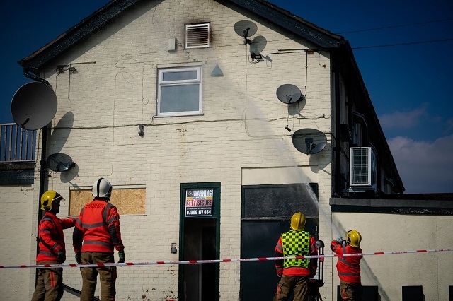 The fire at the former Heywood pub on Tower Street