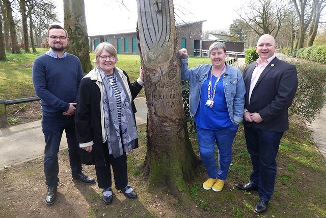 Councillor Danny Meredith; Linda Mills, chair Kirkholt Million; Kelly Dawson, Kirkholt Million; Councillor Phil Massey