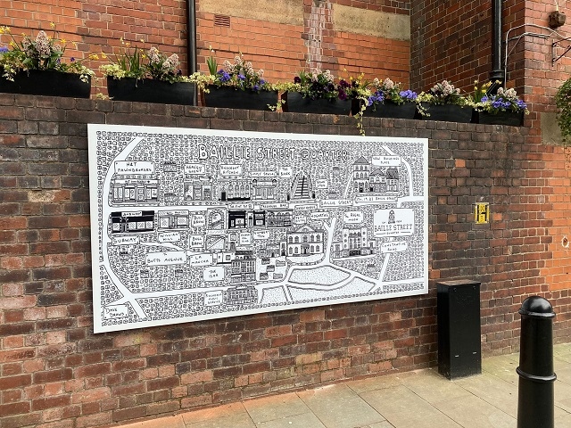 The new Dave Draws mural in the Baillie Street Quarter