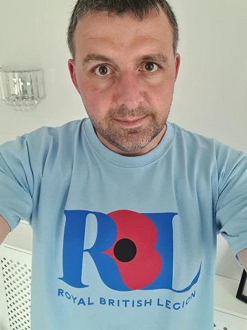 Former Man of Rochdale Paul Ellison in his Royal British Legion t-shirt