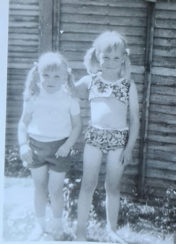 Sharon Crompton with her sister Vicky when they were children