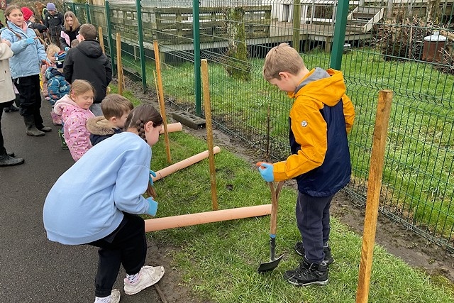 Pupils at St John with St Michael CE Primary School planted 112 trees