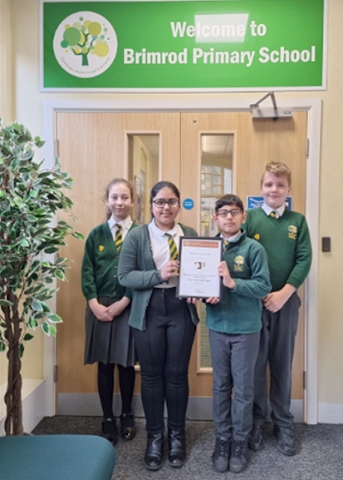 L-R:  Meryem Fatah (Head Girl), Manahil Khalil (Well-Being Team), Taha Umer Butt (Well-Being Team) and Deacon Hines (Head Boy)