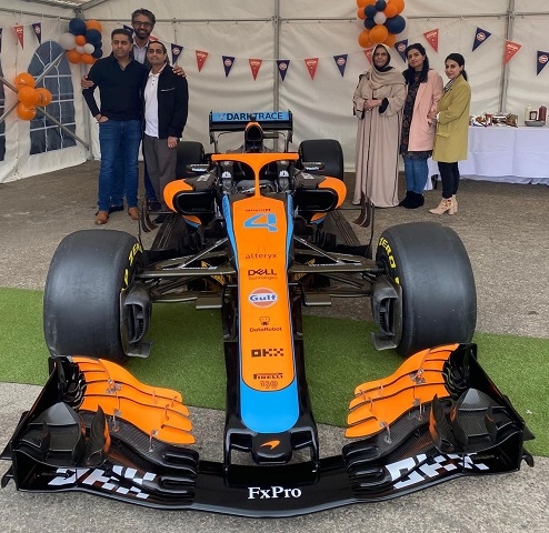 A McLaren MCL35M was on display at the Whitworth Road Garage