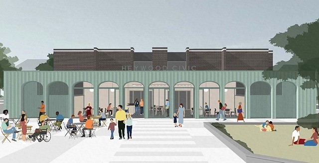 An illustration of the work proposed from the front of Heywood Civic Centre