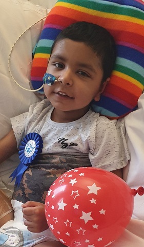 Saqib which means 'shining light' had his fifth birthday in hospital after being diagnosed with brain cancer