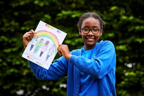 Lesley, a student at St. Gabriel's R.C Primary School in Castleton, created a rainbow poster with four staff members showing the diversity and range of NHS staff with a ‘thank you’ message to the NHS