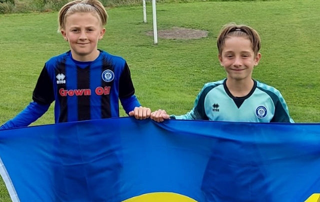 Friends Mason and Ben, both 10, came up with the idea of running 30 laps of the Spotland Road stadium – one for each year that Rochdale has been twinned with Lviv