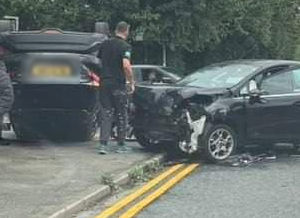 One car was badly damaged, whilst the other was flipped onto its roof