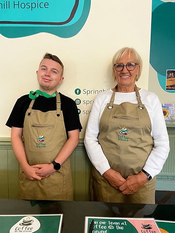 Stephen and Joan in the new aprons