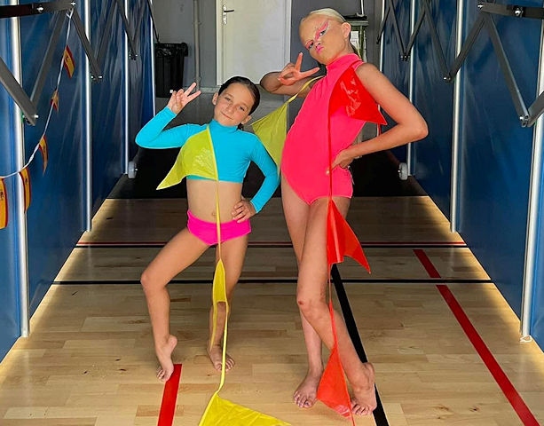 Dancers Georgie Shields, 10, and Sophia Schumann, seven, flew out to the holiday island in September