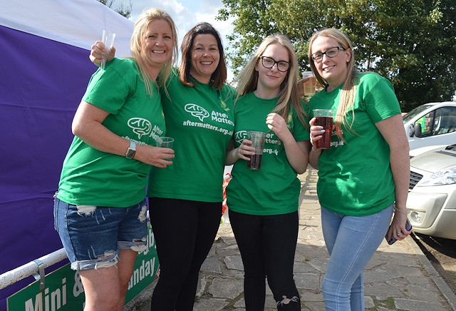 After Matters family fun day: Volunteers and barbecue queens Nicholette Brady with trustee Hayley Jones, Kacie Bush and Lauren Harris taking a quick break from the BBQ