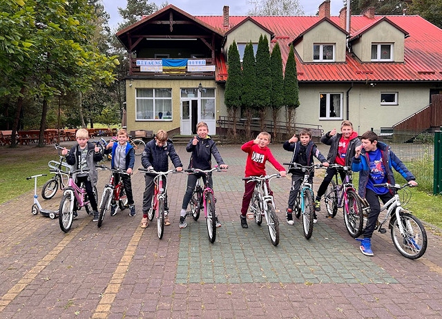 Ukrainian orphans on their new bikes donated by Re-use Hub in Manchester