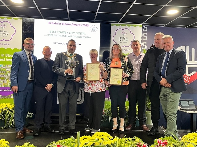Heywood was named 'best town centre' overall at the North West In Bloom Awards