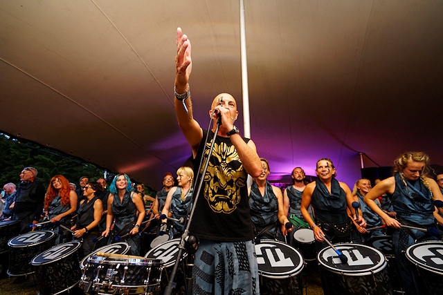 ‘Drum Machine’ - a 20 strong drumming collective who have performed at top festivals across the UK will be playing live