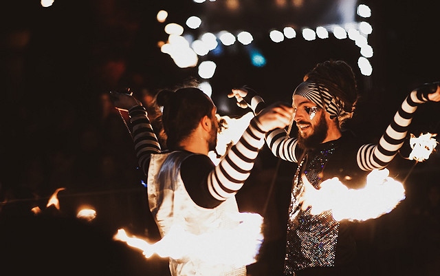 Street theatre and interactive arts group Travelling Light Circus will host fire shows featuring jugglers, torch spinning and dance for a multi-sensory mesmerising experience