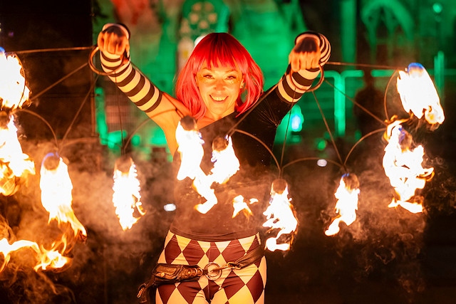 Street theatre and interactive arts group Travelling Light Circus performed shows to packed crowds